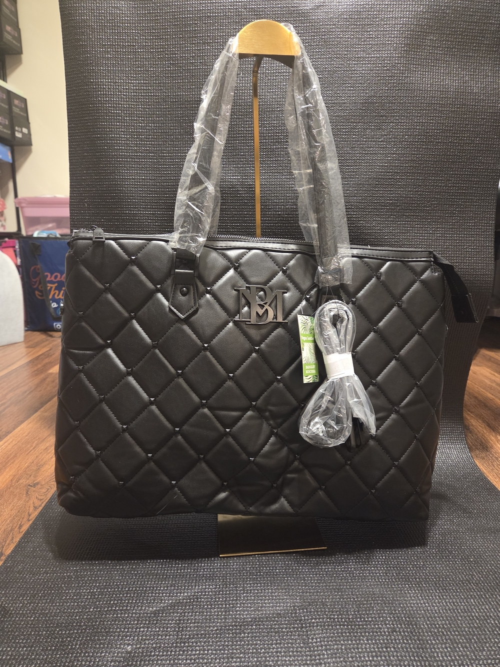 Badgley Mischka Quilted Studded Tote #0065
